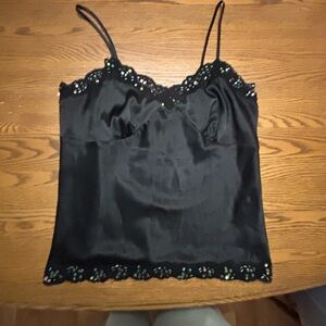 George Black Lace Trim Satin Cami